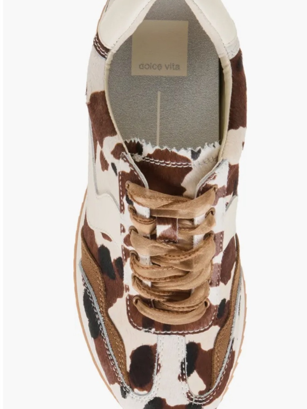 Dolce Vita Brown & White Leopard-Print Ribbon Lace Sneakers - Picture 13 of 15
